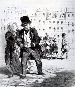 Le Alarmistes et les Alarmes、「Le Charivari」のイラスト、1848年（リトグラフ） 作： Honoré Daumier